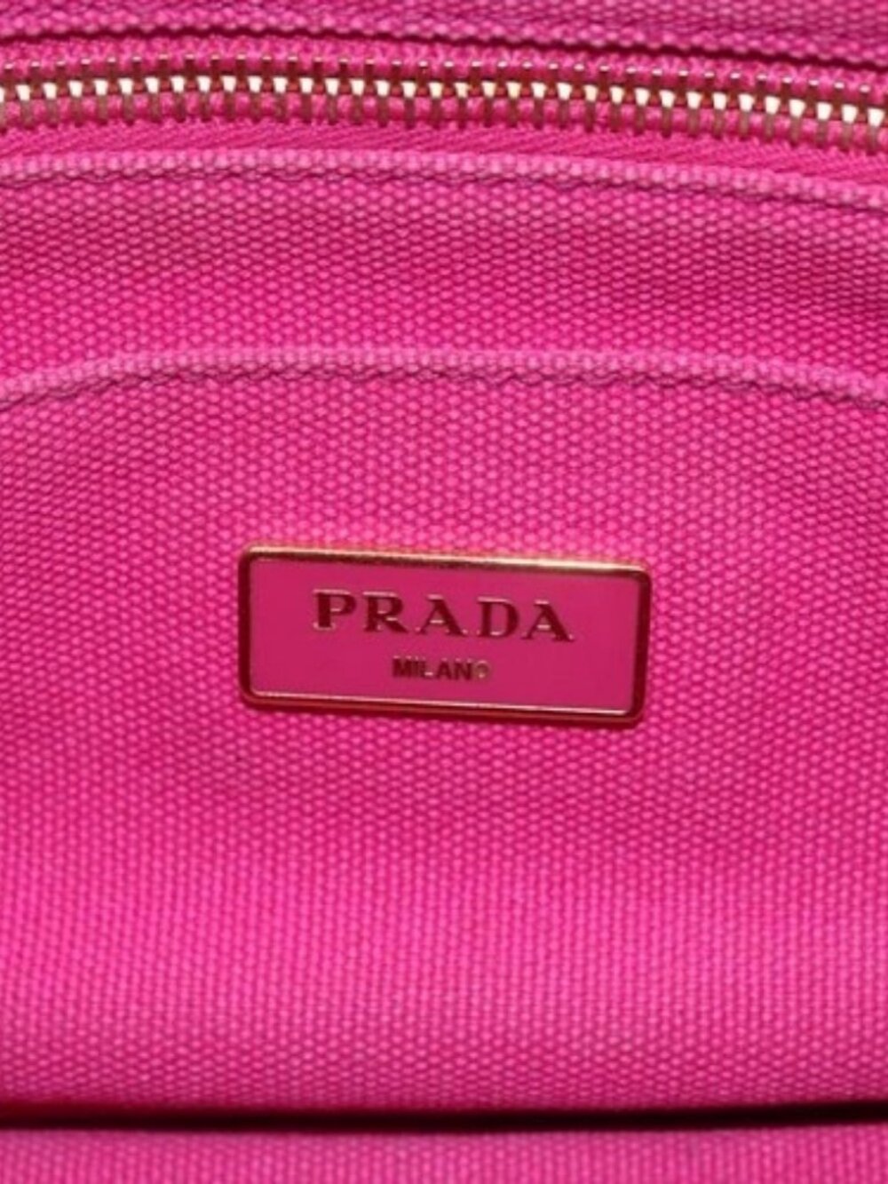 PRADA Canapa PM Hand Bag Canvas 2way Pink Gold Auth ka2235 - Picture 13 of 16